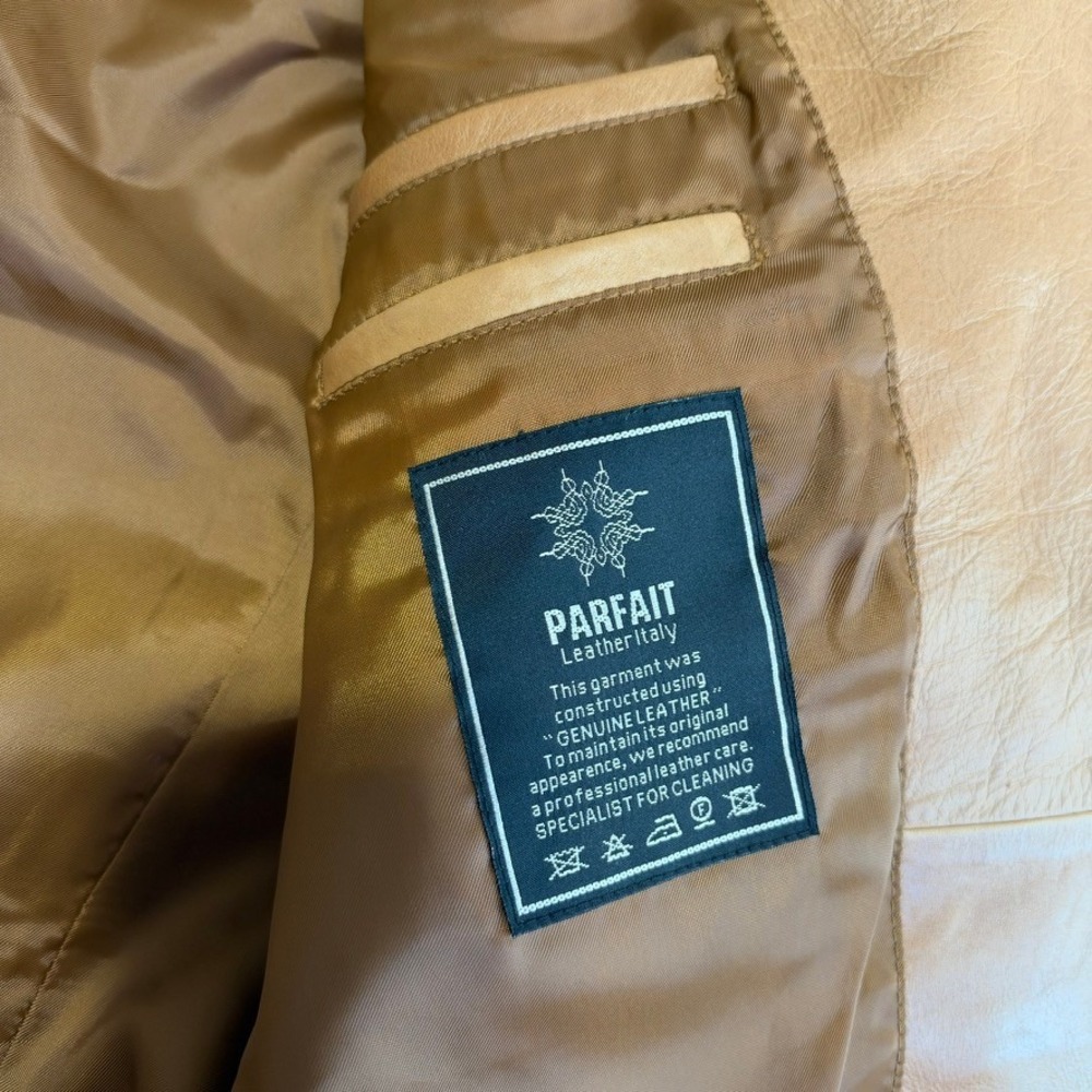 Parfait Leather Italy Blazer Jacket Womens L Tan Sport Coat Western Boho Preppy - Picture 9 of 15